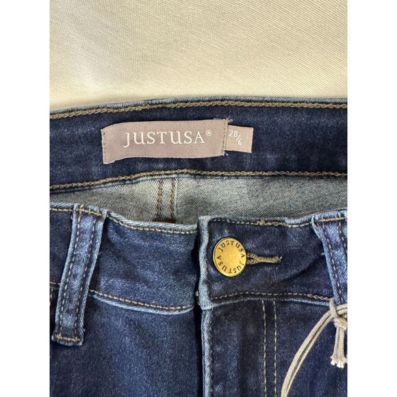 JustUSA Womens Denim Stretch Mid Rise Jeans Skinny Leg Zip Pocket Size 28/6 Blue - Picture 3 of 5